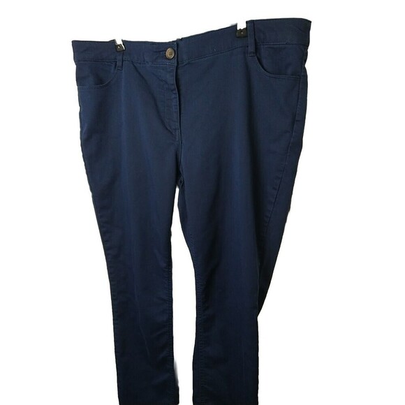 Violets And Roses Navy Straight Zip Button Elastic Waist Pants. Size 14W - Picture 2 of 13